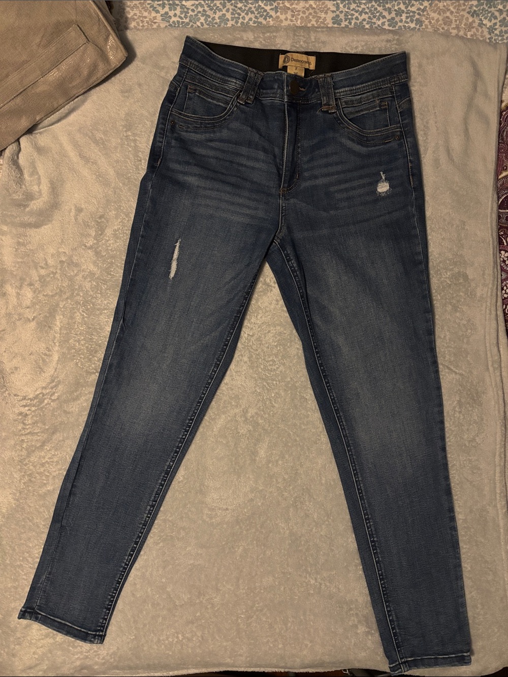 Democracy Mid/Dark Blue Distressed Skinny Jeans